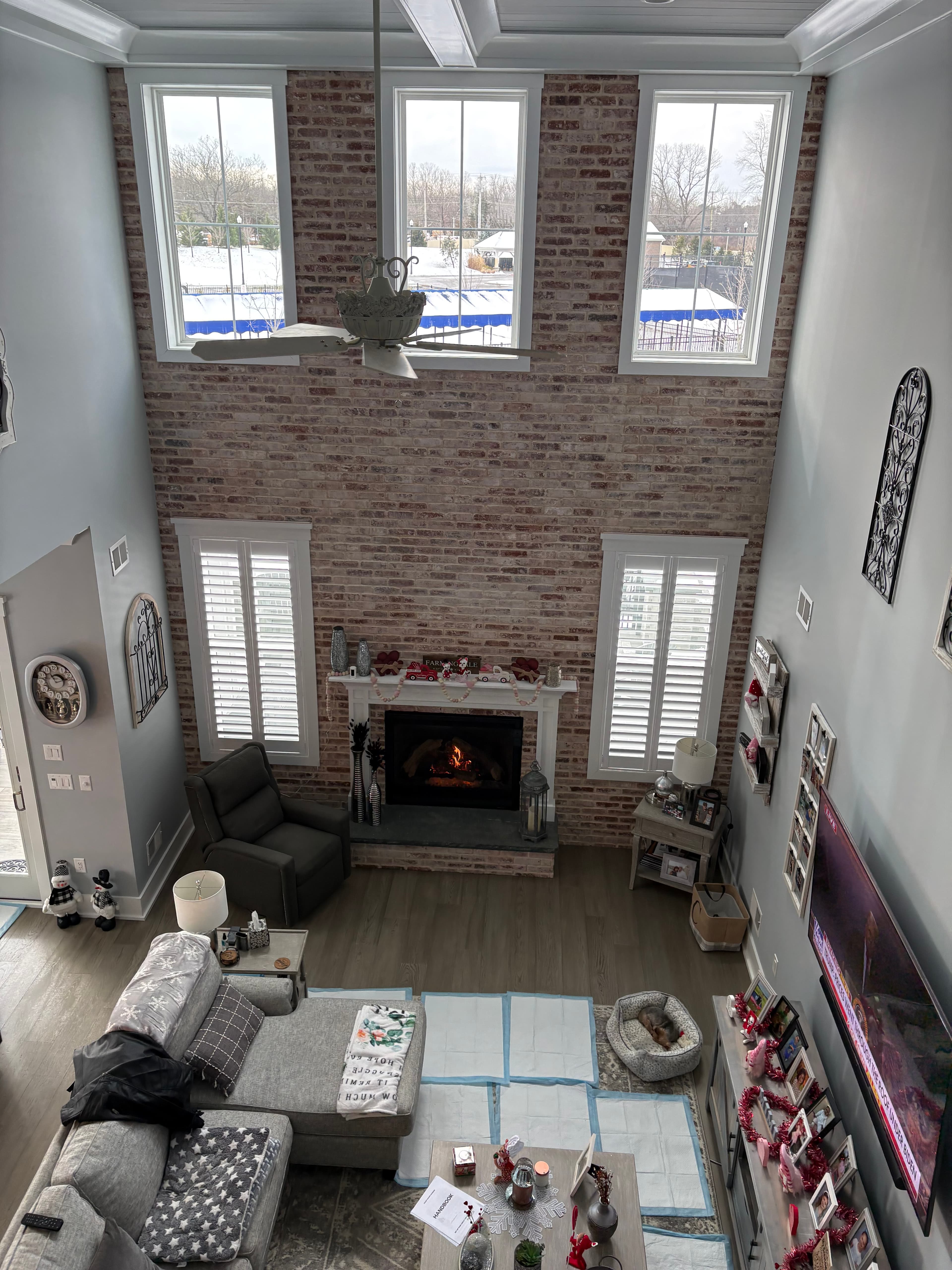 Kitchen with modern cabinetry and herringbone backsplash