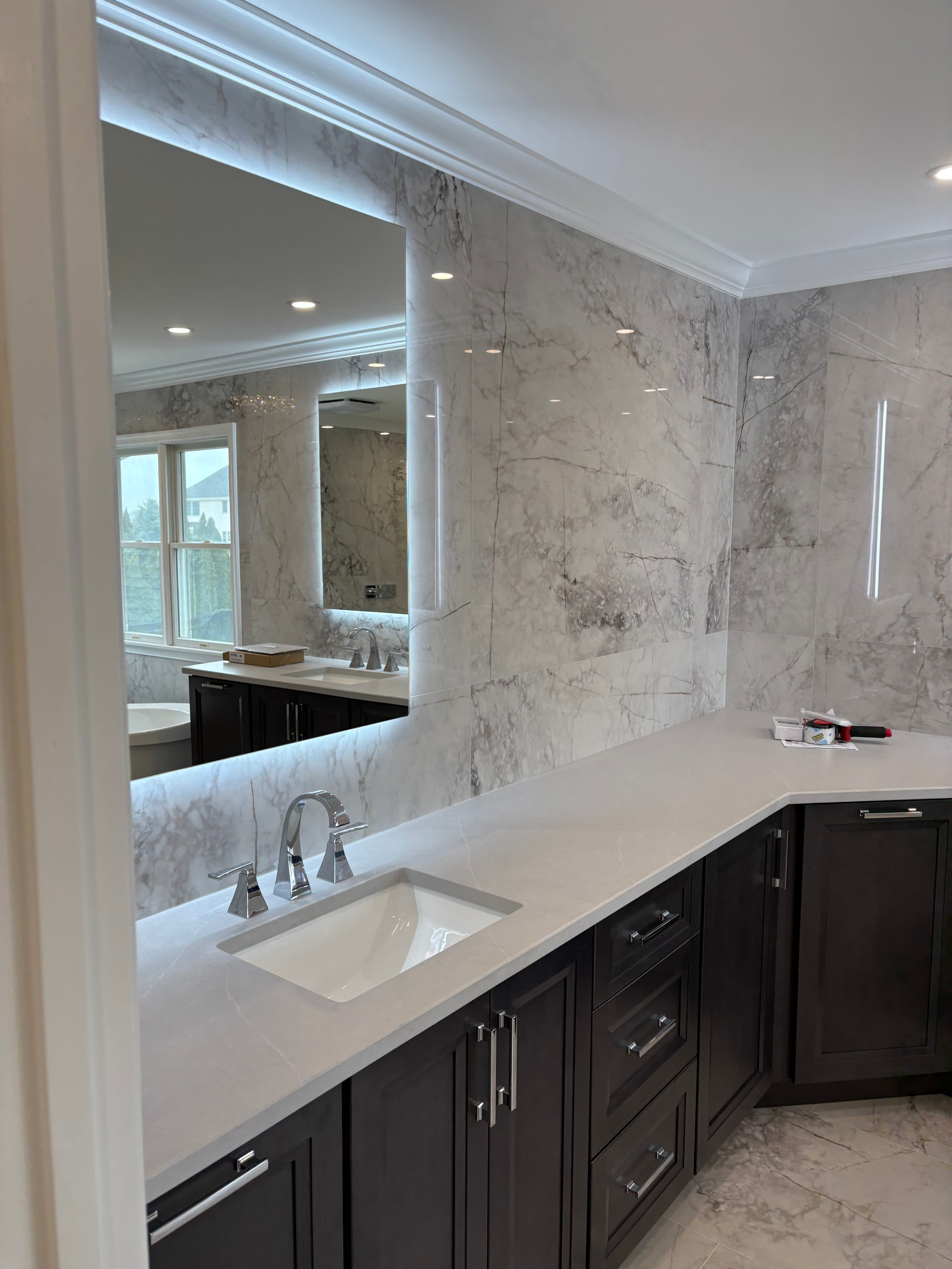 Bathroom with marble countertop